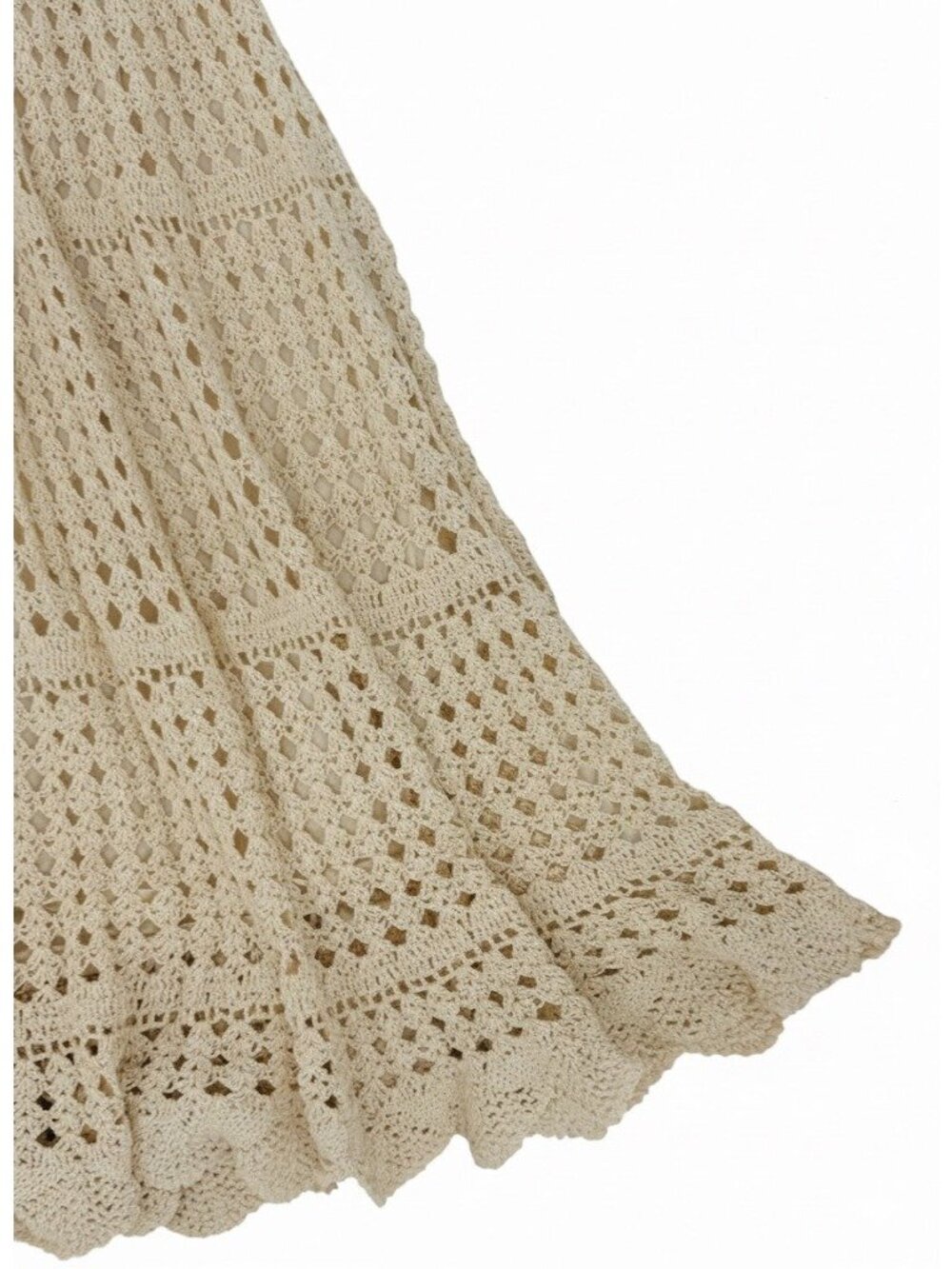 VTG 90s Artelier Nicole Miller Beige Crochet Scalloped Skirt M | Coastal Cowgirl - Picture 7 of 16